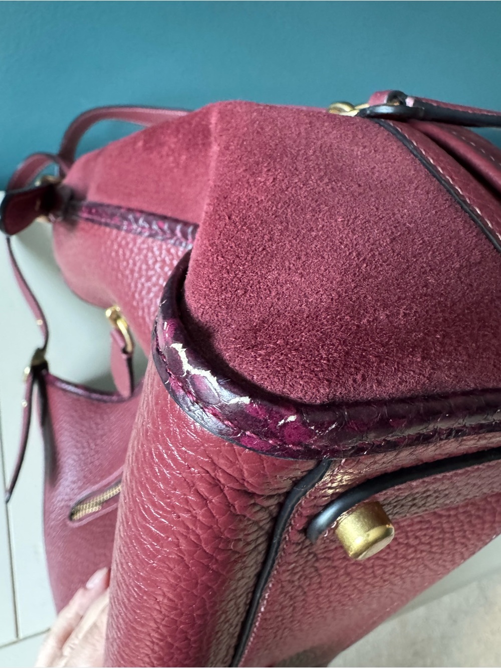 Coach Lori Merlot with snakeskin trim - Picture 12 of 12